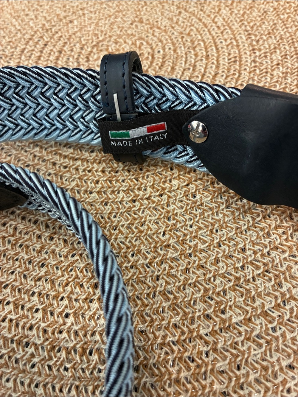 Cavalleria Toscana Women’s Woven Light Blue Stretch Belt - Picture 3 of 3
